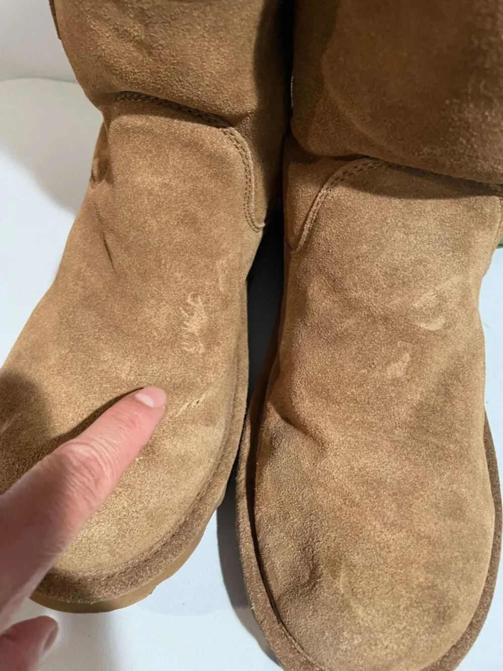 Bearpaw Womens Suede Shearling-Lined Boots With Metal Buckles Size10Chestnut